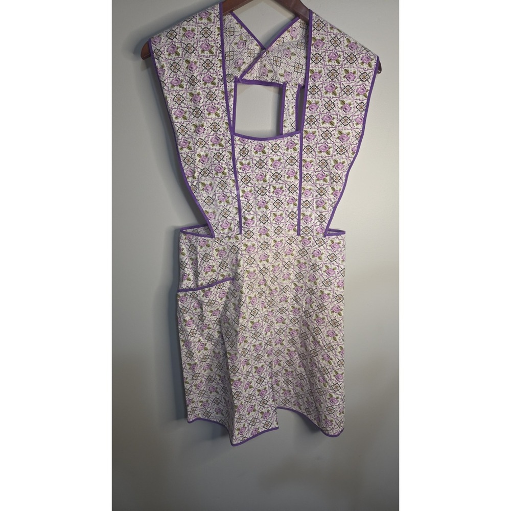 VTG 40s 50s Floral Apron Womens Handmade